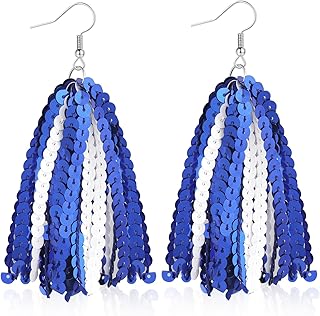 Cheerleader Earrings Football Dallas Blue White Cowboys Inspired Gameday Fans Party Decor Outfits