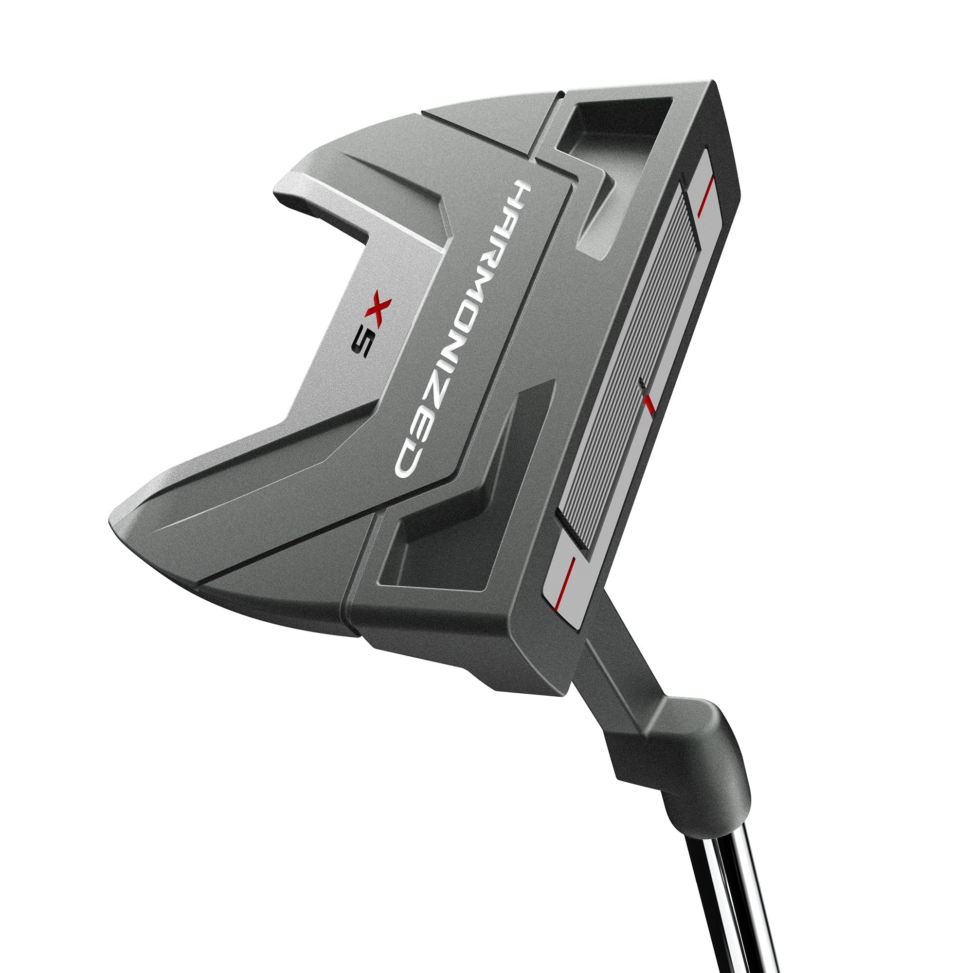 Wilson Harmonized X5 Putter, Aus mikroinjiziertem Polymer, Optimale Präzisionsrolle, Nahtgriff, Grau/Weiß/Rot, 34 Zoll