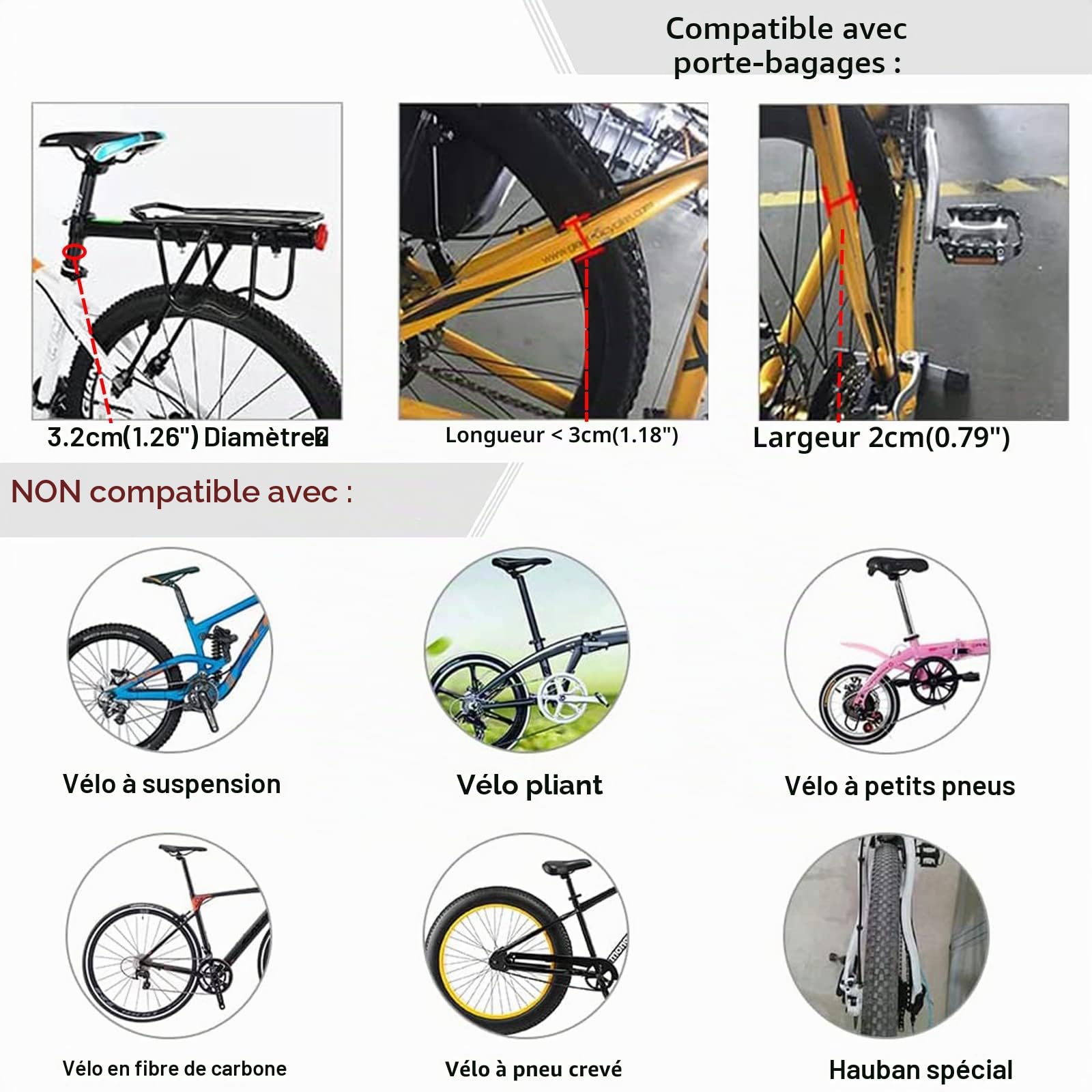 Porte Bagage Vélo Arrière, Porte Bagage Velo Arriere Universel en Alliage d'Aluminium, Rapide Installation Porte-Bagages avec Réflecteur et Garde-Boue pour VTT de 24 à 29 Pouces