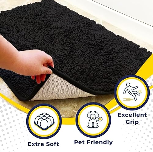 Vista 219 de Muddy Mat® - Tapete de microfibra superabsorbente para mascotas, antideslizante y lavable, de felpilla, secado rápido, para entrada