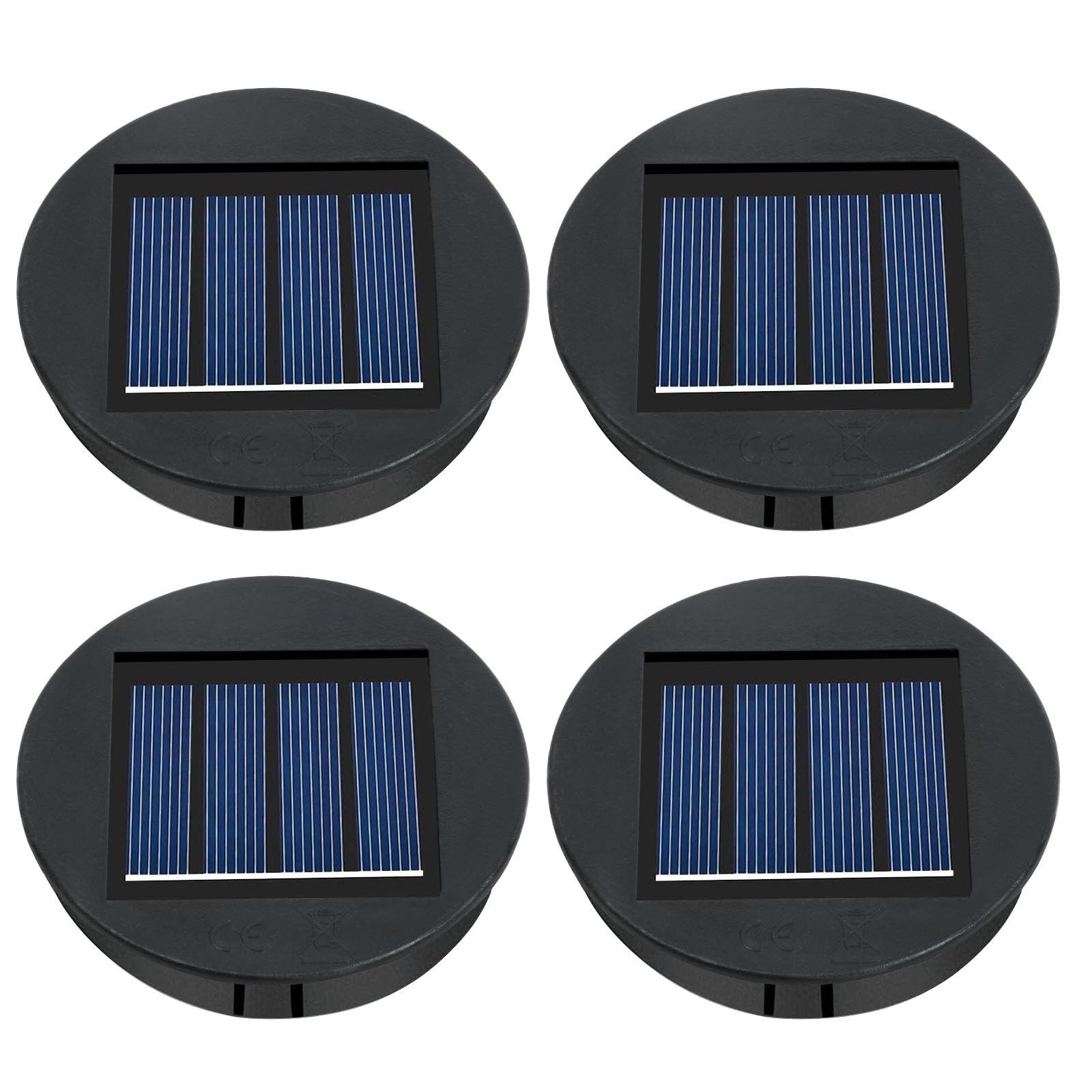 Flintronic 4 PCS 3.15 inch 8CM Solar Lights Replacement Top Led Solars Panel for Outdoor Lanterns, IP65 Waterproof for Garden Patio Decoration — view 2