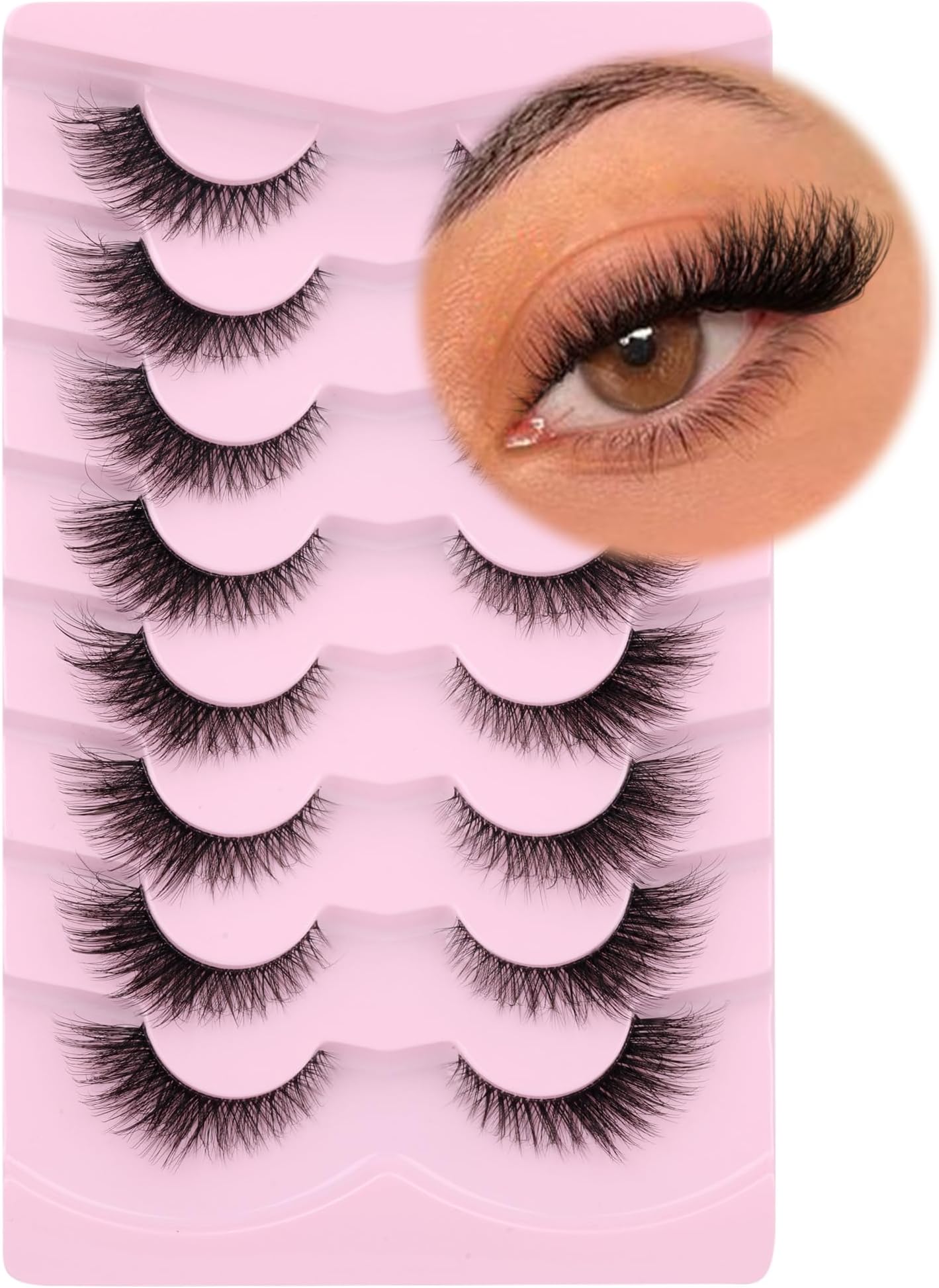 Fox Eye Lashes Wispy Eyelashes Natural Look Clear Band Lashes Fluffy Faux Mink Lashes Strip Natural False Lashes Pack by GVEFETIEE 8 Pairs