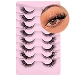 Fox Eye Lashes Wispy Eyelashes Natural Look Clear Band Lashes Fluffy Faux Mink Lashes Strip Natural False Lashes Pack by GVEFETIEE 8 Pairs