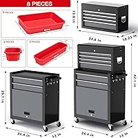 Vista 5 de Tool Chest 8-Drawer 42'' Large Rolling Tool Chest with Wheels Detachable Top Metal Tool Box Garage Storage Cabinet for Repair Room,Warehouse