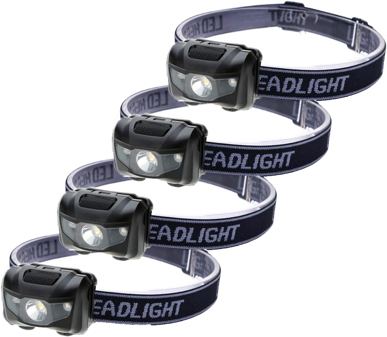 HappyOrange 4-Pack Waterproof LED Headlamps for Outdoor Adventures