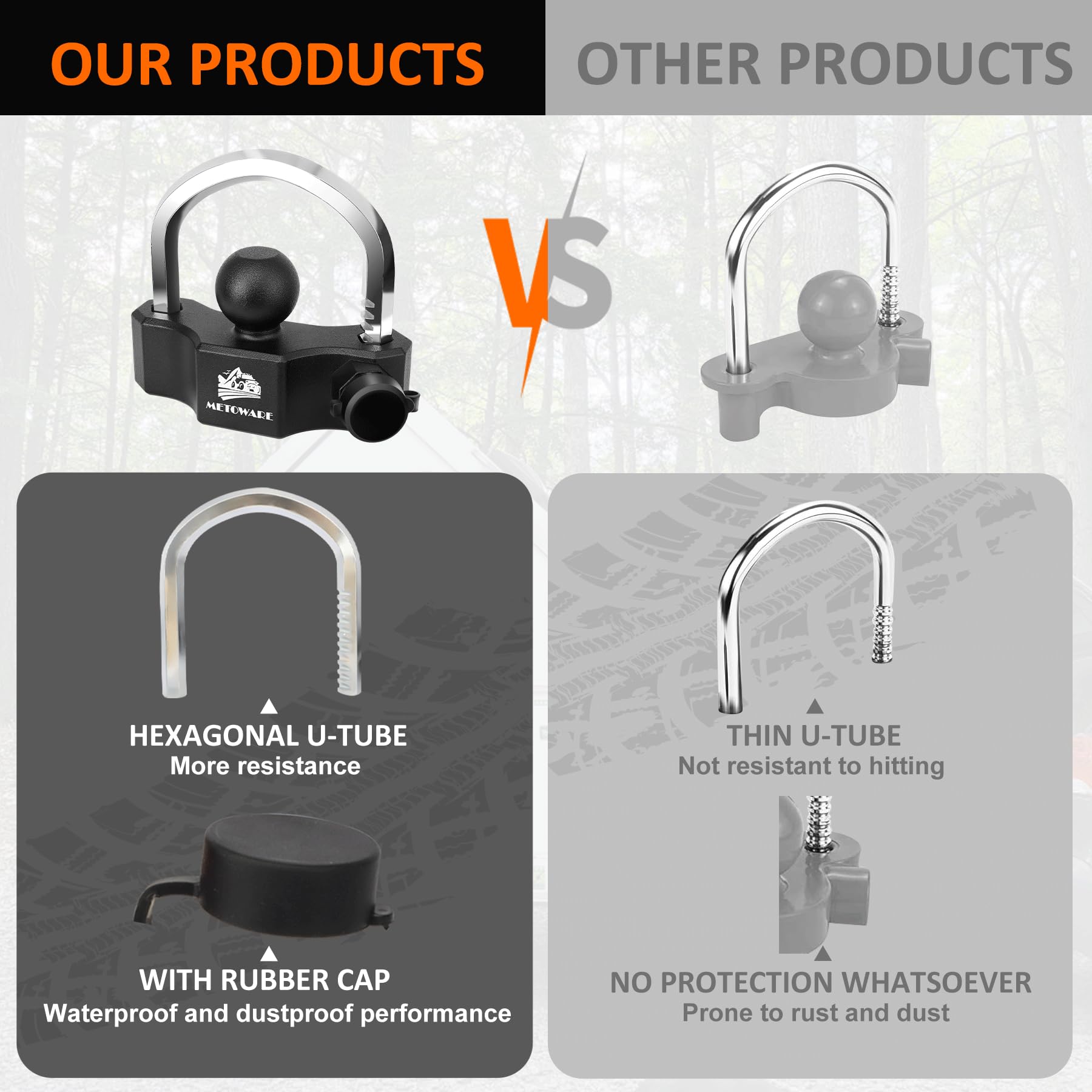 Snapklik.com : METOWARE Universal Trailer Coupler Ball Lock, Adjustable ...