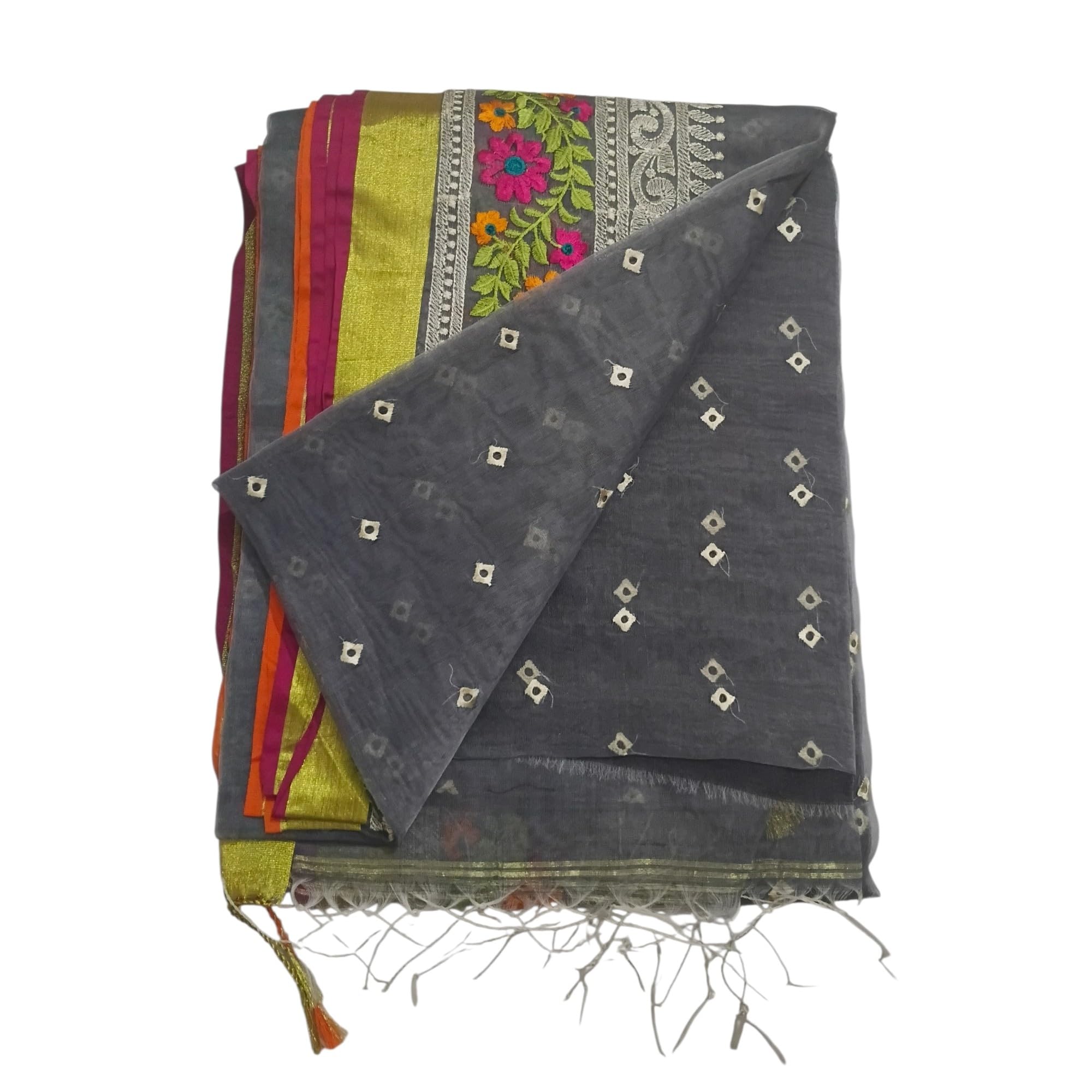 Women's Premium Muslin Embroidered Saree with Running Blouse Piece | Soft Lightweight Designer Ethnic Saree for Wedding, Party, Festive-image-49
