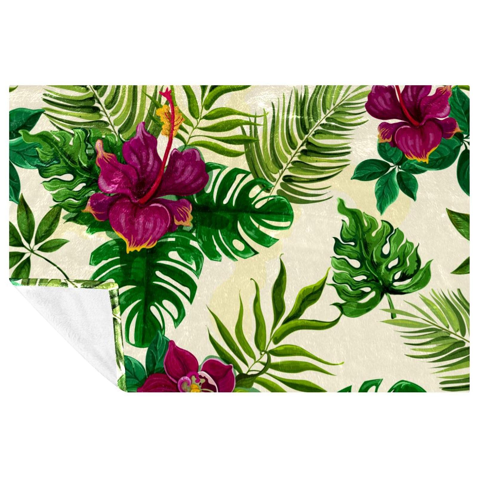 Couverture tropicale 150x100 cm : plaid doux et chaud pour lit et canapé