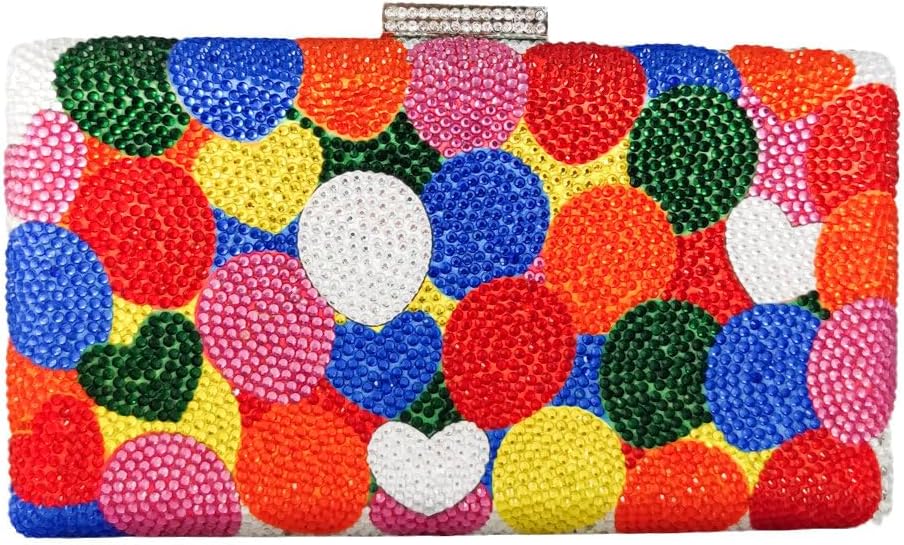 Boutique De FGGColorful Balloon Women Crystal Clutch Bag Evening Bags and Clutches for Formal Party Rhinestone Handbags