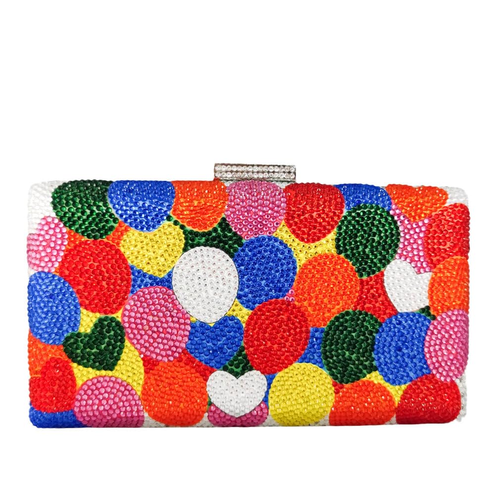 Boutique De FGGColorful Balloon Women Crystal Clutch Bag Evening Bags and Clutches for Formal Party Rhinestone Handbags