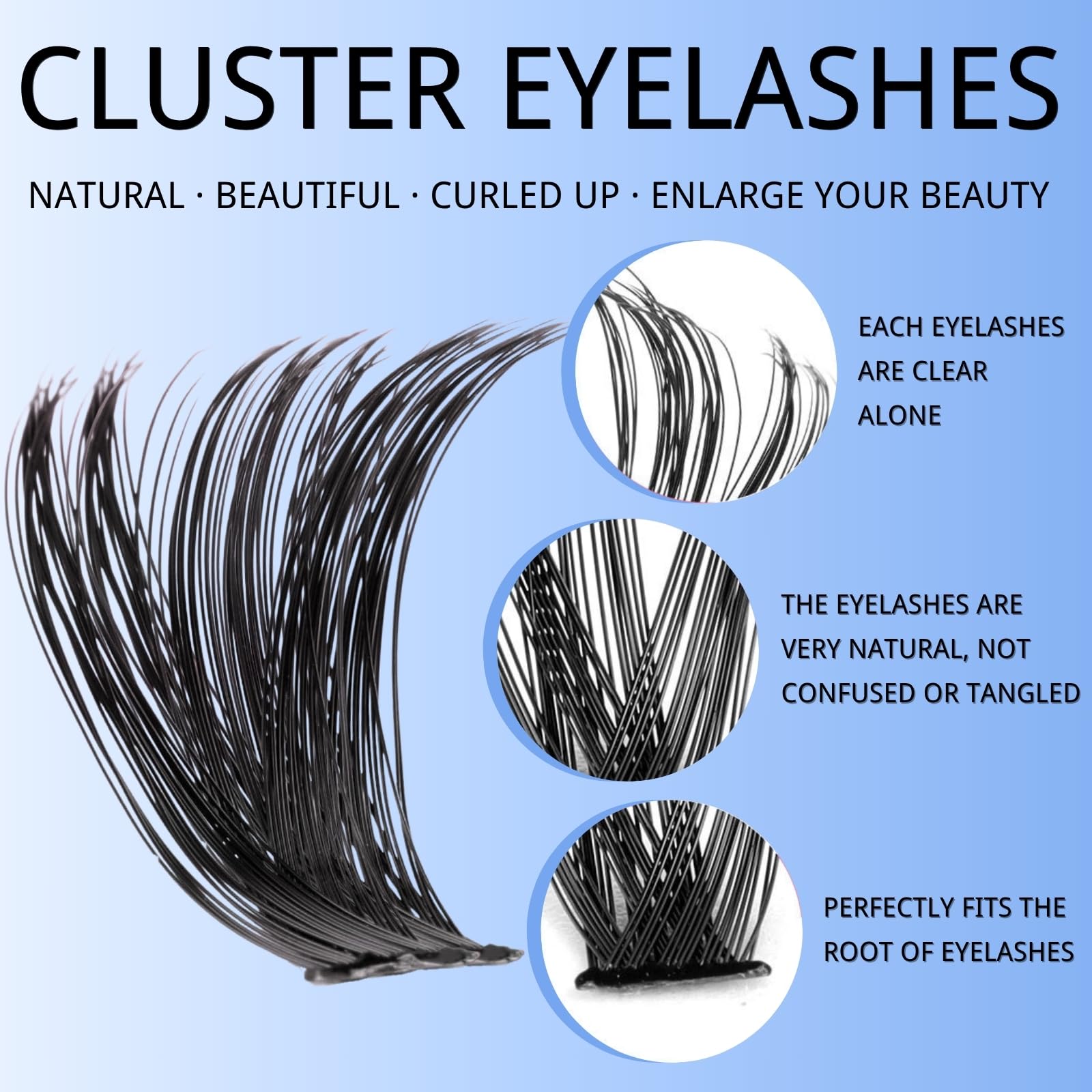 KEYRI 296 Pieces Individual Eyelashes 80-100-120-150D Fluffy Russian Eyelashes Extensions DIY Eye Lashes Cluster Lashes Kit D Curl Durable Eyelash Clusters for Girls and Women (10-18mm Mix) - Image 3