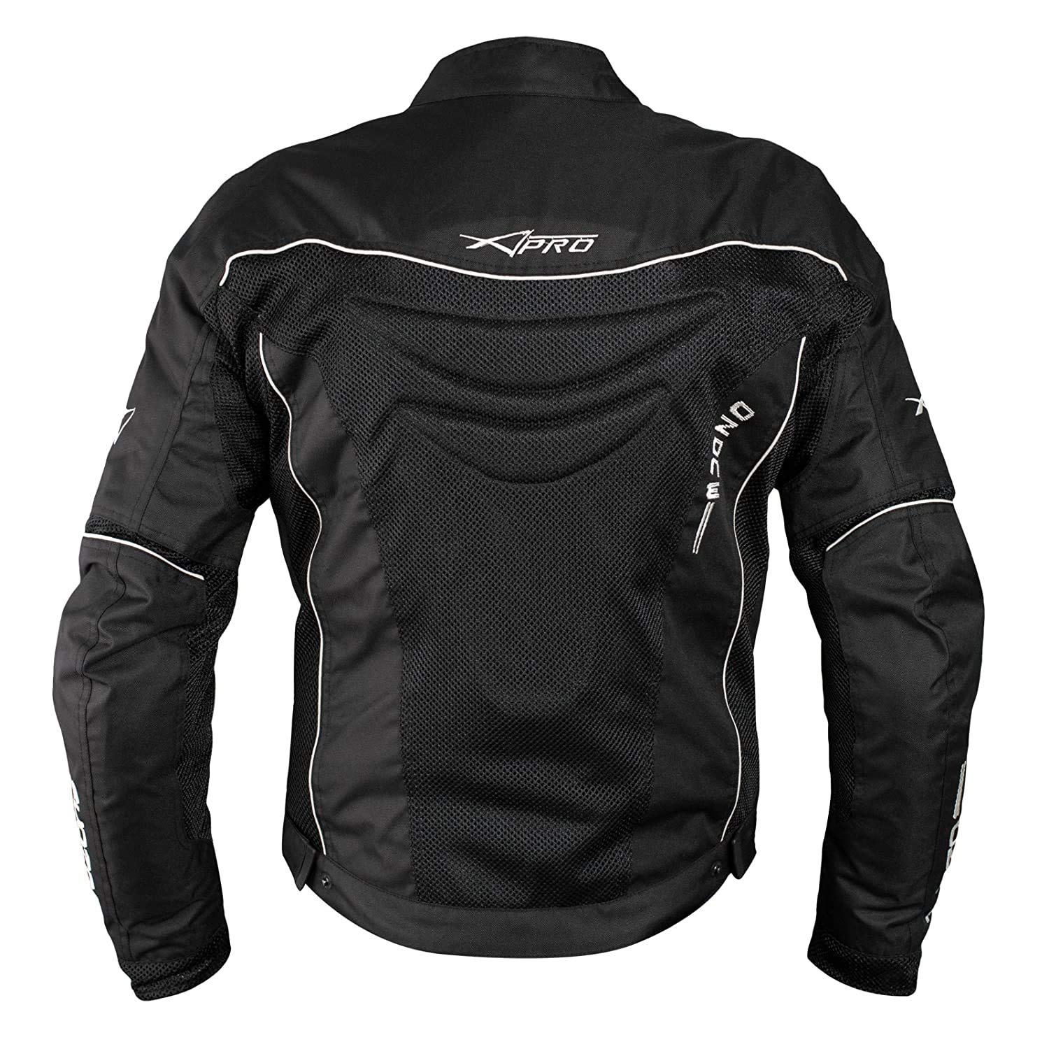 A-Pro Giacca Giubbino Tessuto Mesh Forato Traspirante Moto Touring Termico Estate (L, Nero)