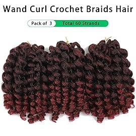 Crochet Braids Hair 8 Inch 3 Pack Jamaican Bounce Wand Curl Crochet Hair Synthetic Braiding Hair Extension Twist Crochet Hair (3 PCS, TBUG)