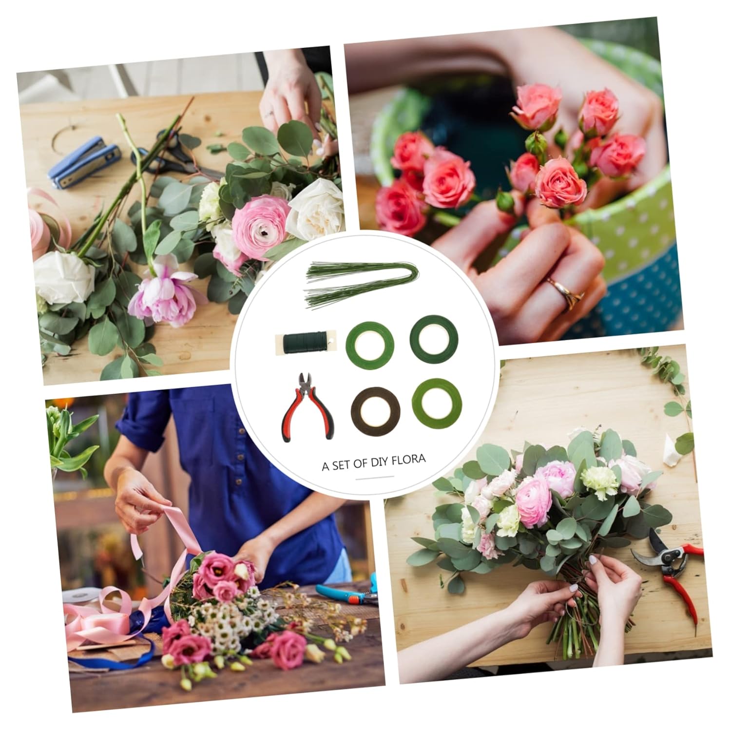 ARTIBETTER 1set Floral Arrangement Tools Kit Craft Floral Tape Wire Cutter Stem Wire and Pliers for Flower Bouquets and Dried Flower Crafts