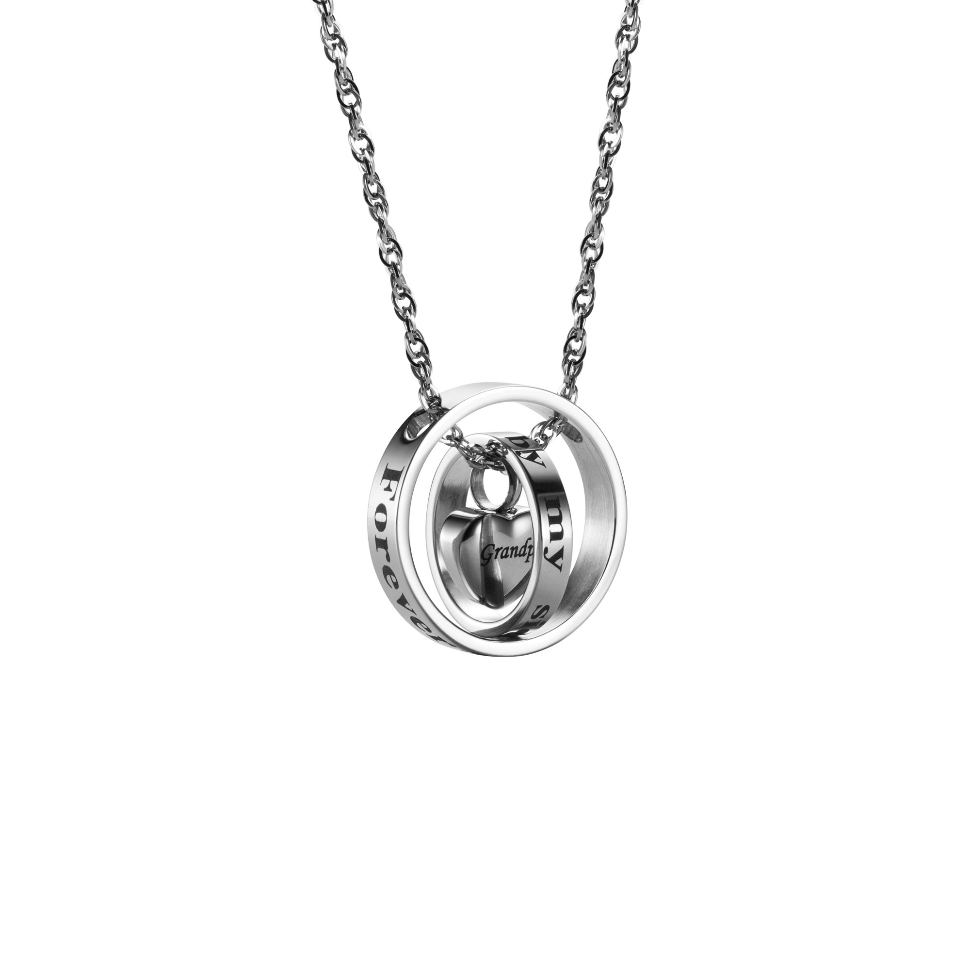 AMIST Cremation Necklace Dual-Ring No Longer My Side Forever in My Heart Urn Necklaces Ashes Mom Sister Grandma Aunt Wife Cremation Jewelry