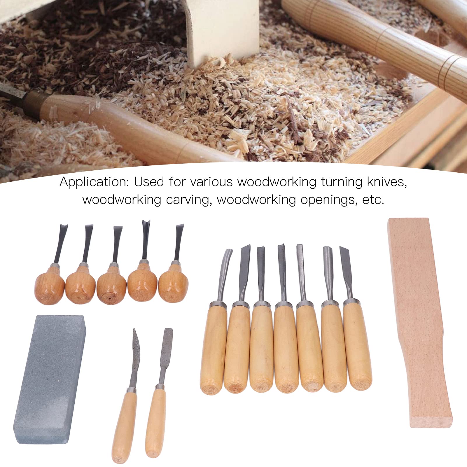 Herramienta de tallado de madera de 16 piezas, Kit de cincel de trabajo de madera Kit de cincel de carpintería de acero Cuchillo de tallado Herramienta de mano con bolsa de lona de almacenamiento