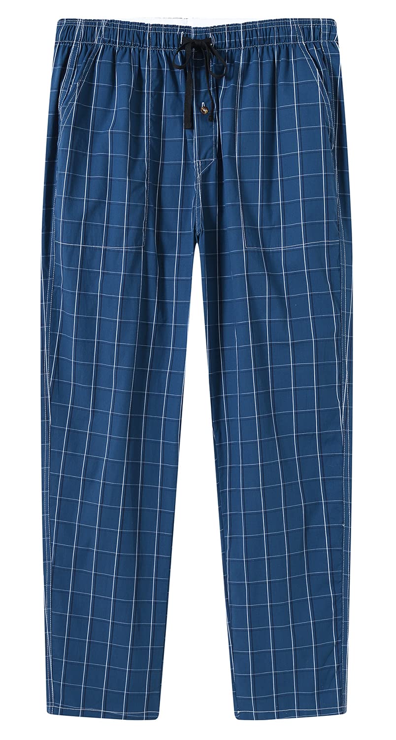 MoFiz Pantaloni Pigiama Uomo 100% Cotone Lungo Pantaloni da Casa a Quadri Leggero Traspirante con Tasche