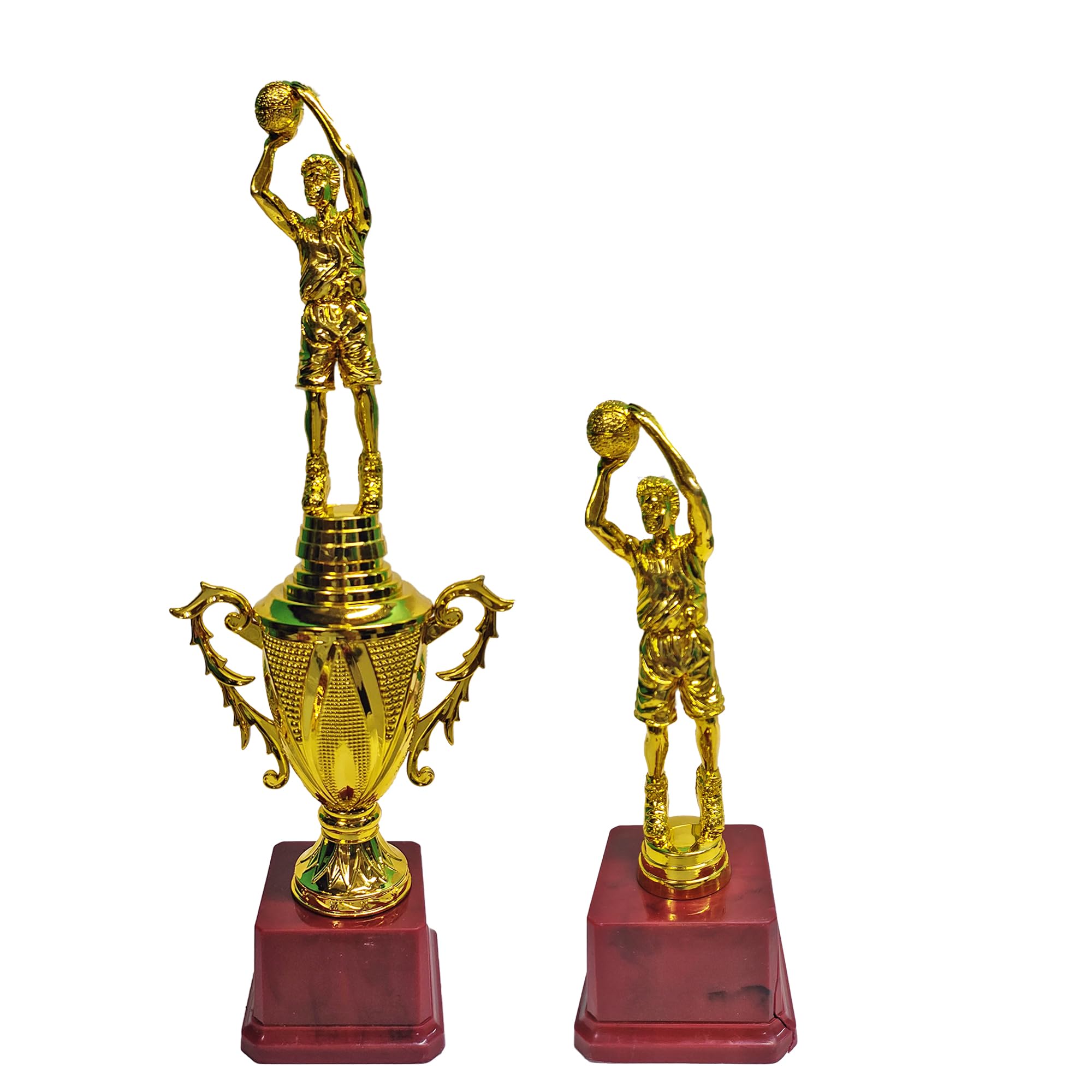 Bareeze Pure Red Gold Basketball Trophy Set of Two Golden & Fiber Basketball On Cup Trophy for Basketball, Tornament Basketball, Basketball Events & Functions (B0CPBNP875) Amazon Price History, Amazon Price Tracker