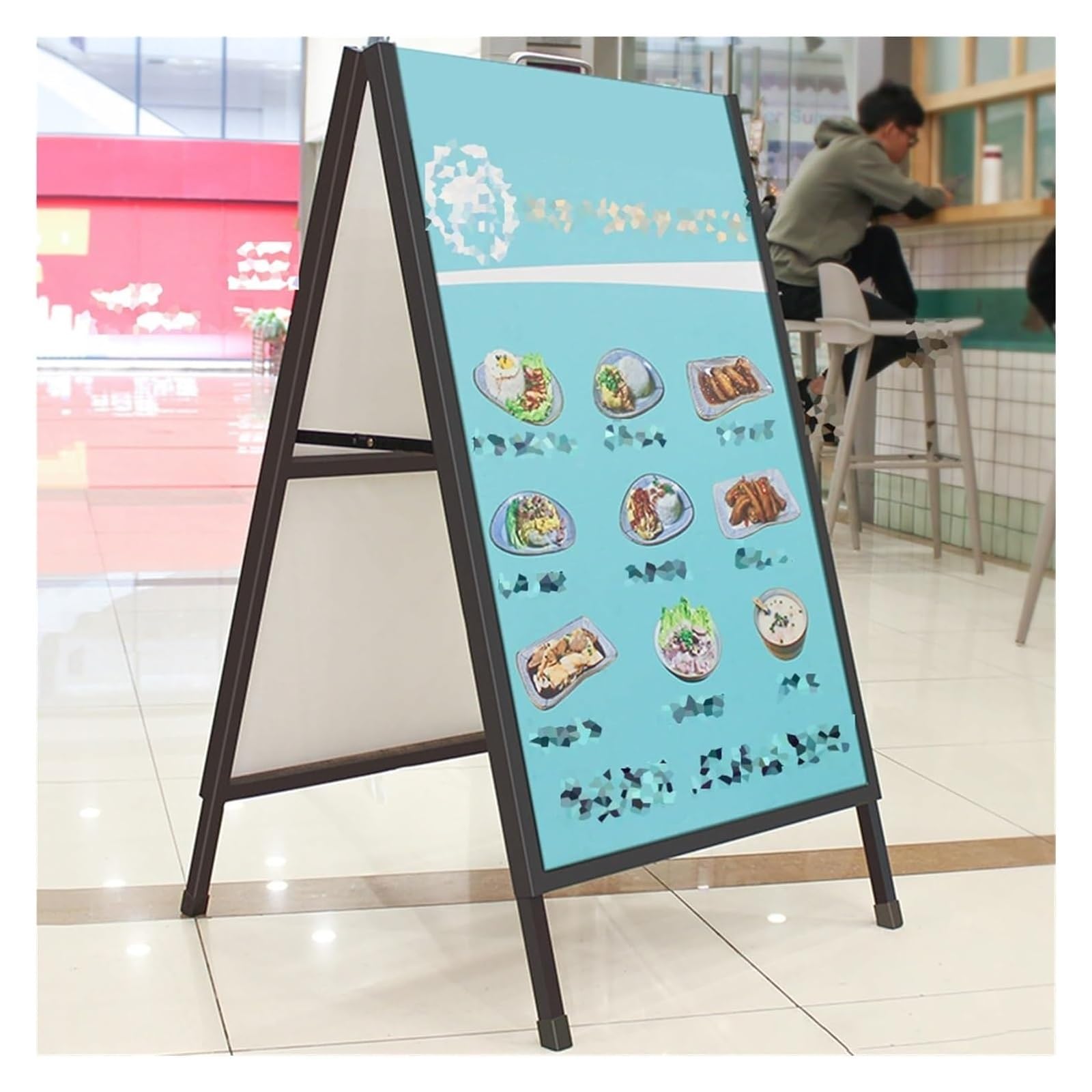 Pavement Sign Frame Sign Boar, Double Sided Display Folding Advertising Display Poster Stand, 60x90cm Iron Billboard Holder For Business Trade Show (Color : Black, Size : A)