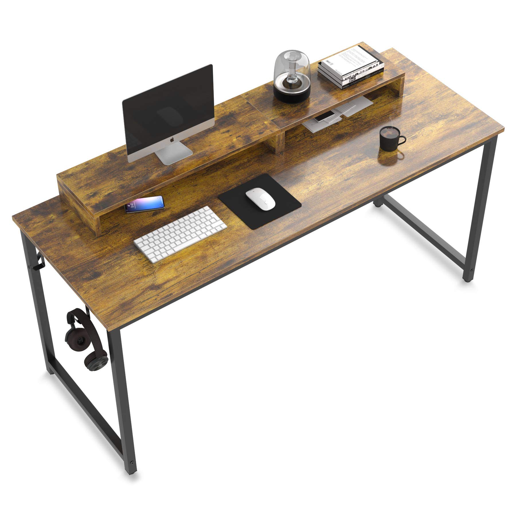 Buy Computer Desk, 55 inch Home Study Writing Desk, Rustic Board with