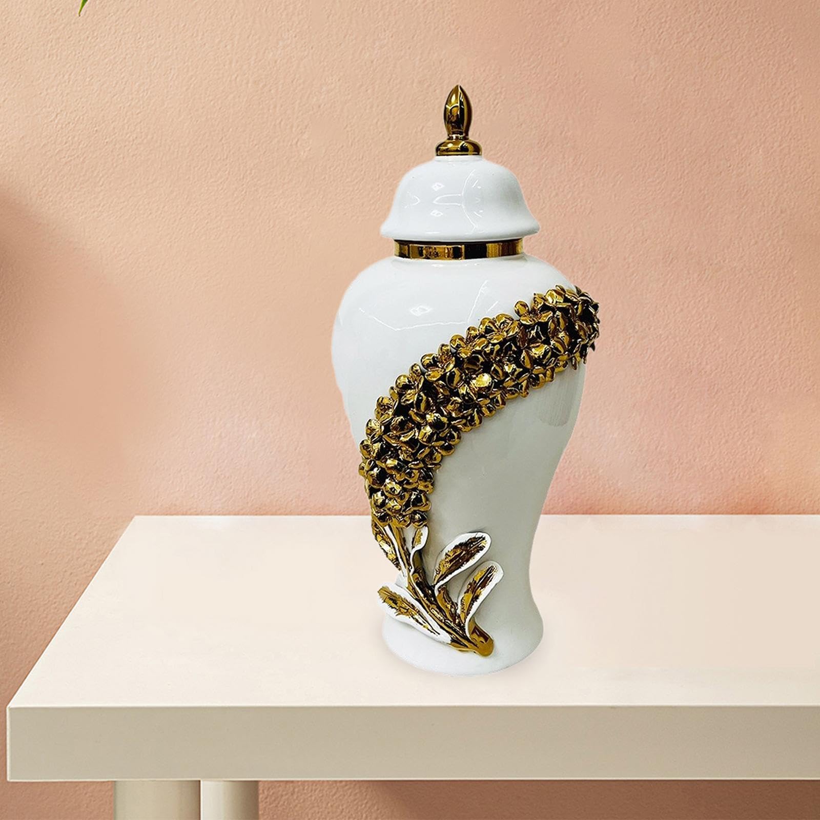 RLKHXBS Ogólny ceramiczny słoik na imbir Porcelanowy słoik dekoracyjny Ozdoba na środek stołu Wazon na kwiaty Słoik do przechowywania Rękodzieło na biurko, mały