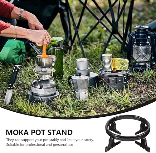 Miniatura 3 de DECHOUS 2 unids estante para olla de café de hierro inoxidable negro soporte redondo estufa olla soporte para cocina