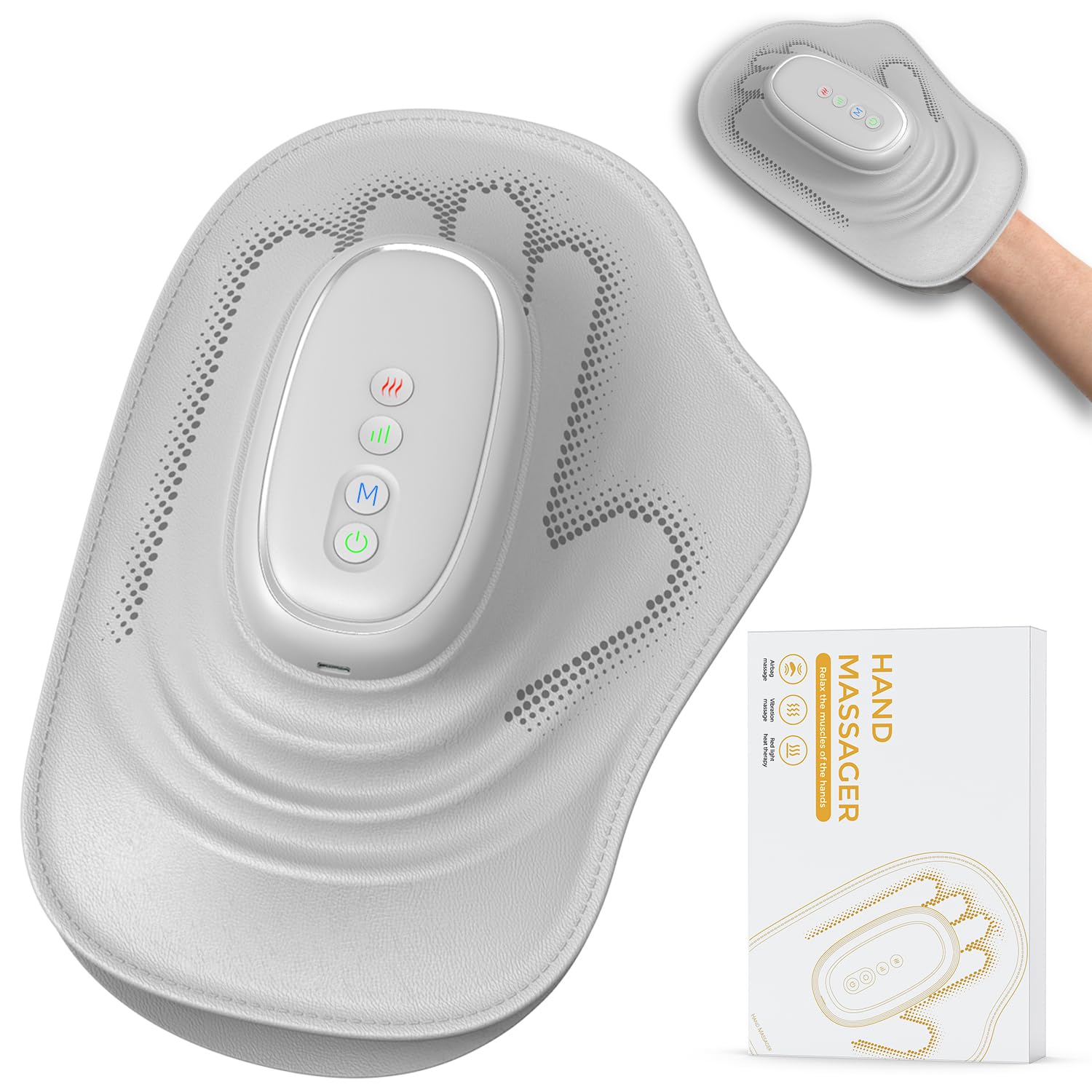 Intelligenter Handmassager mit Wärme und Kompression für Arthritis und Karpaltunnel-Linderung, Schmerzlinderung & Entspannung, Wiederaufladbarer für Zuhause/Büro, Geschenk für Damen & Herren