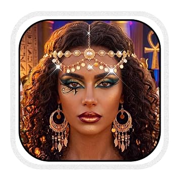 Catery Gold Sequin Head Chain Coins Egyptian Headpiece Cleopatra Cotusme Accessories for Women