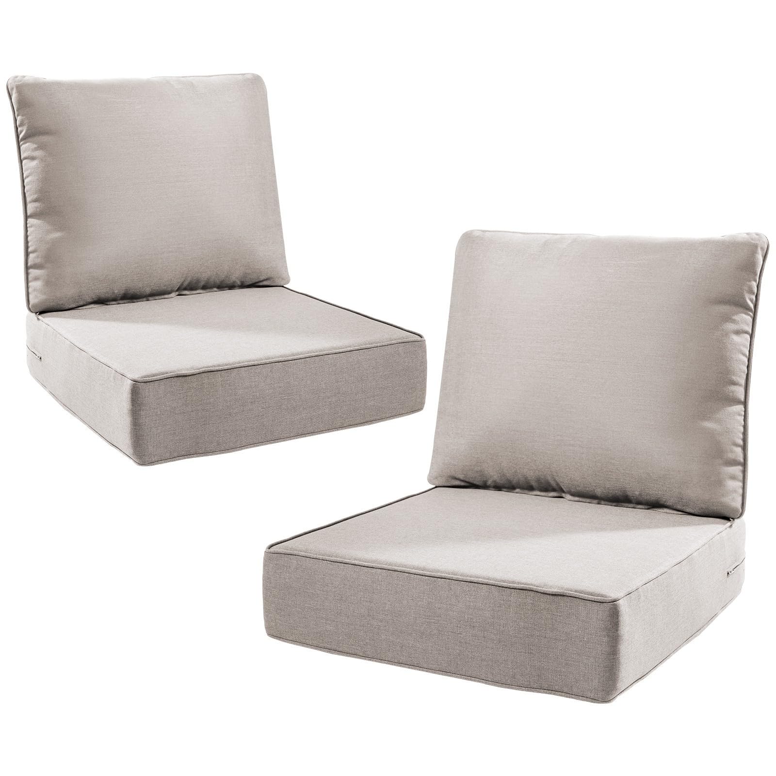 Pugire 6 Thick Outdoor Cushions 22x24x6 2-Set Deep Seat Patio Cushions with Removable Cover Waterproof Fade Resistant Replacement