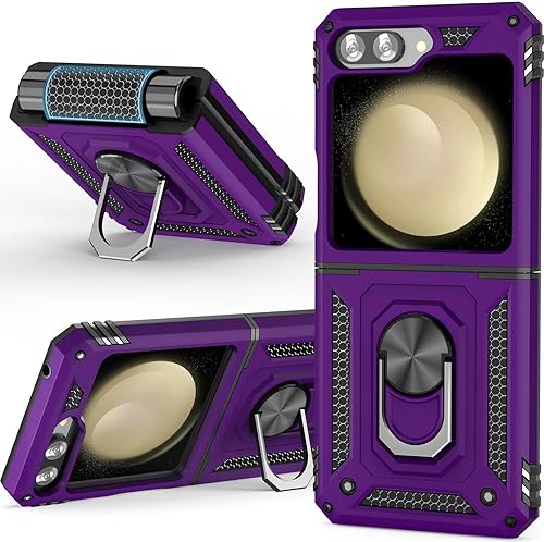 Funda de teléfono para Samsung Z Flip 5 para hombres con soporte, soporte de anillo giratorio de 360 integrado para Samsung Galaxy Z Flip 5 - Negro disponible en Yaxa Costa Rica