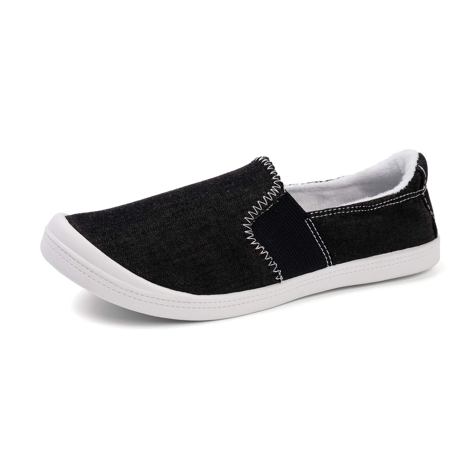 FUNKYMONKEY Women's Canvas Slip-On Sneakers, Low Top Casual Tennis Shoes