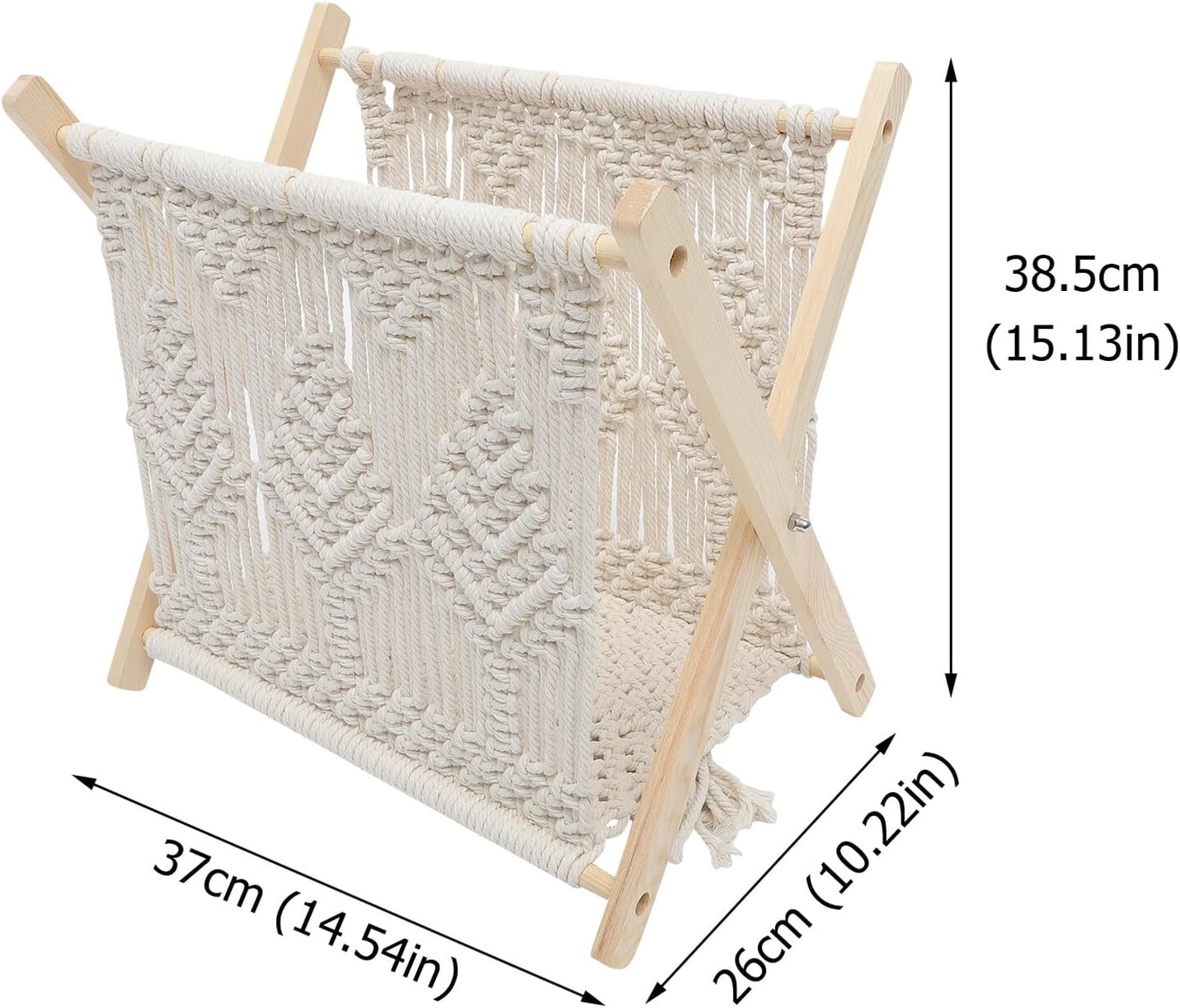Rustic Cotton Rope Woven Magazine Holder Desktop Storage Rack Newspaper Books Organizer for Living Room Office Home