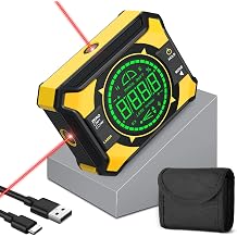 Magnetic Digital Angle Gauge with Dual Laser Level Class 2, Output<5mW, Type-C Rechargeable 3-in-1 LED Digital Angle Finder 0.1 High Accuracy for Woodworking, Framing, Tile & Picture Hanging