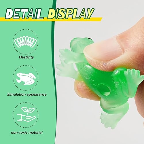 Miniatura 3 de Jenaai Paquete de 24 mini ranas de goma de juguete realistas de ranas de Pascua, figuras de animales de la selva tropical para Pascua, recuerdos de