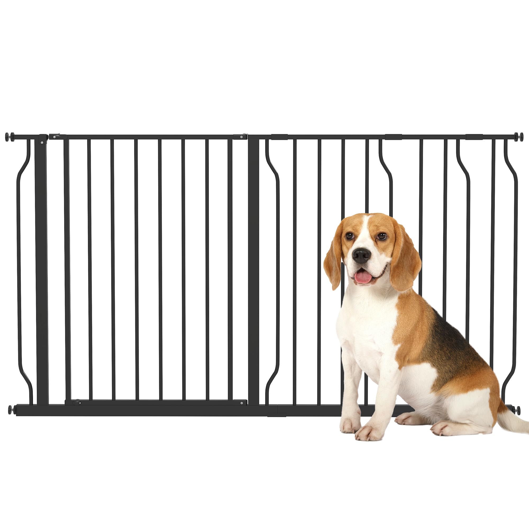 Pawhut Black 75-145Cm Dog Gate Extra Wide Stairway Gate For Pet,Pressure Fit Stair Gate For Doorways, Hallways, Staircases, | Aosom Uk