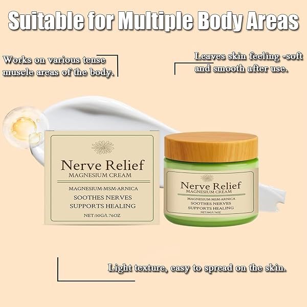 Total Relief Magnesium Cream - Nerve Relief Magnesium Cream with MSM & Arnica,Total ReliefCream for Muscle Relaxation, Soothes Nerves & Daily Soothing Support, Deep Hydration,50g/1.76oz - 4