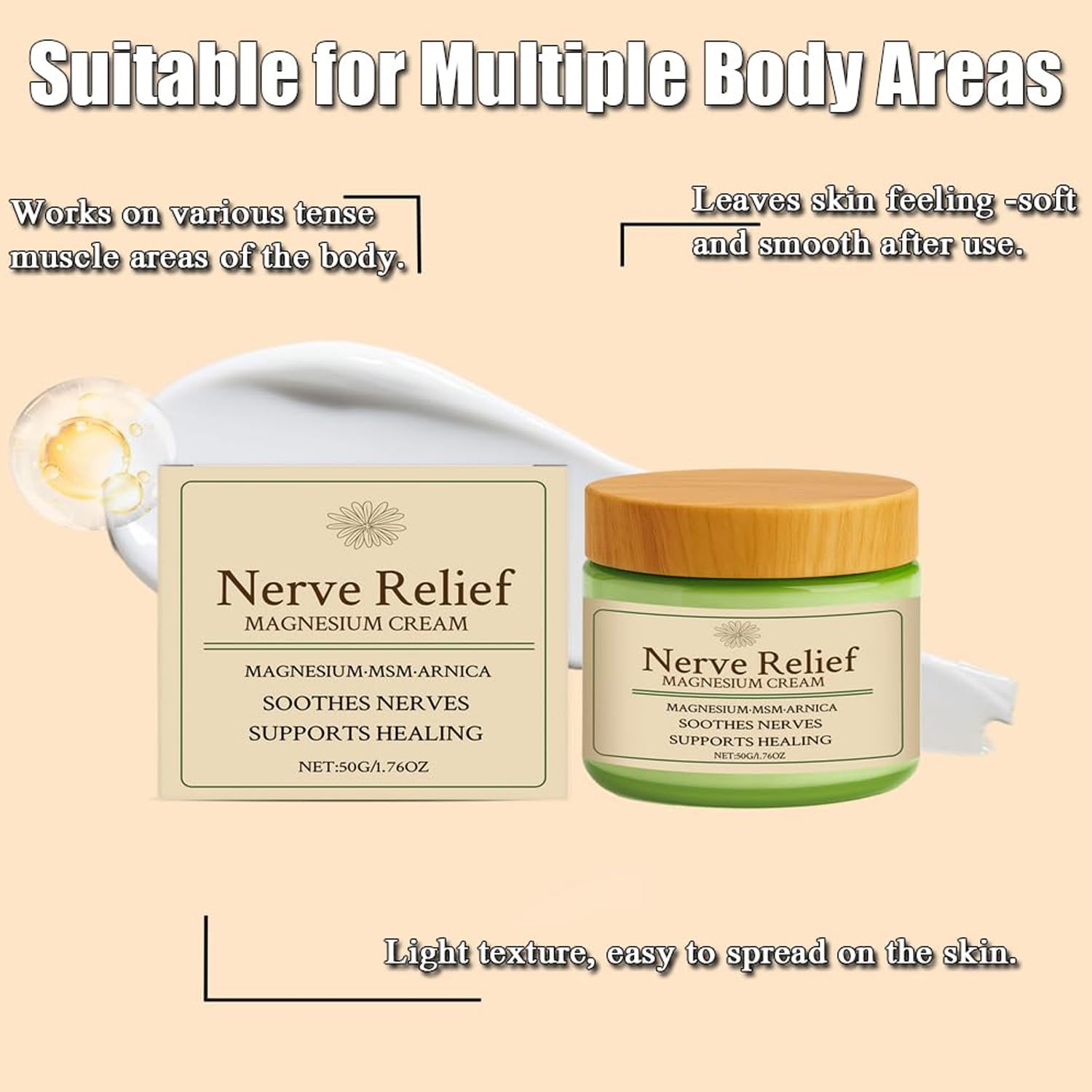 Total Relief Magnesium Cream - Nerve Relief Magnesium Cream with MSM & Arnica,Total ReliefCream for Muscle Relaxation, Soothes Nerves & Daily Soothing Support, Deep Hydration,50g/1.76oz - 4