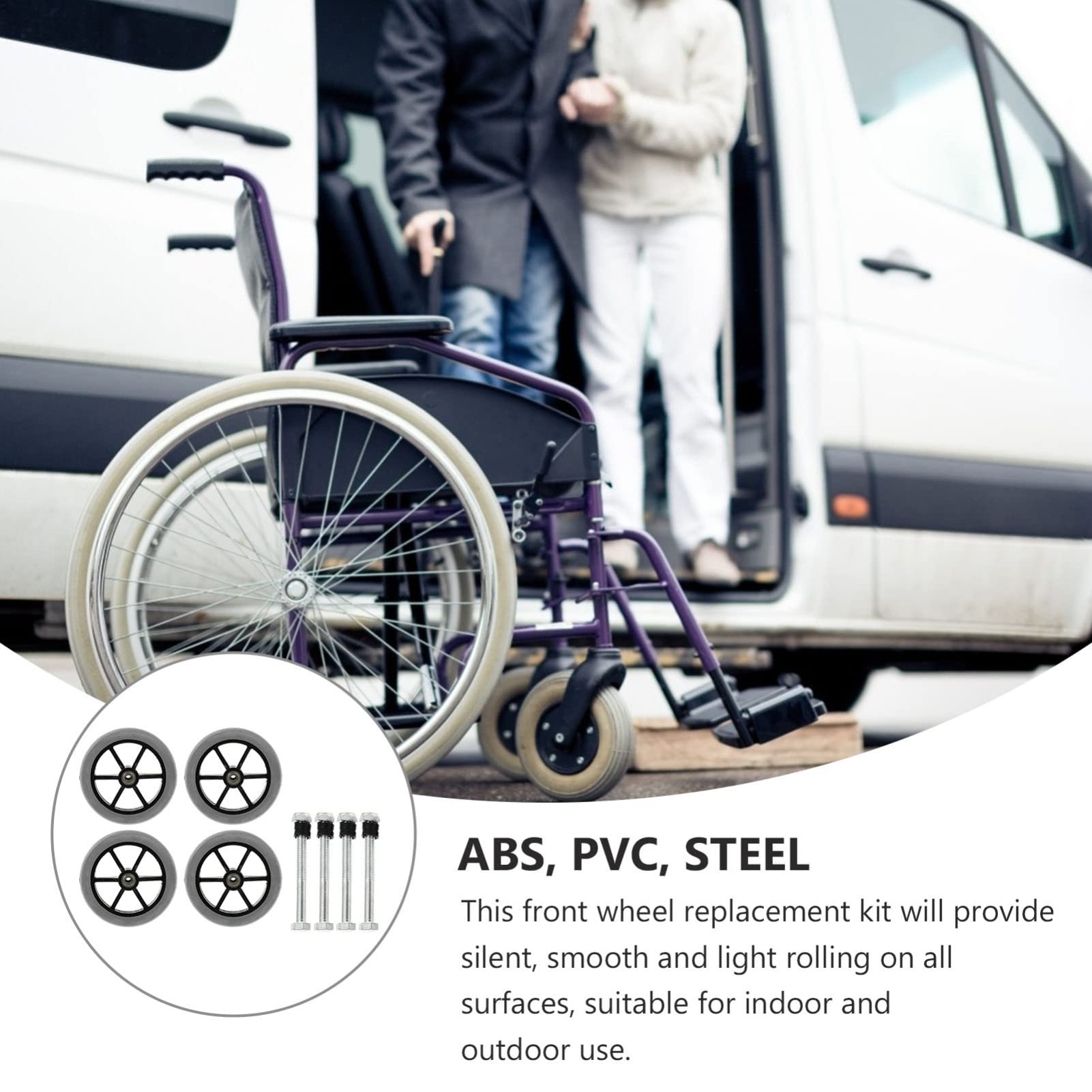 Alloy ABS Wheelchair Front Castor Wheels Replacement Part Tool Gray 6 Inch | .bd