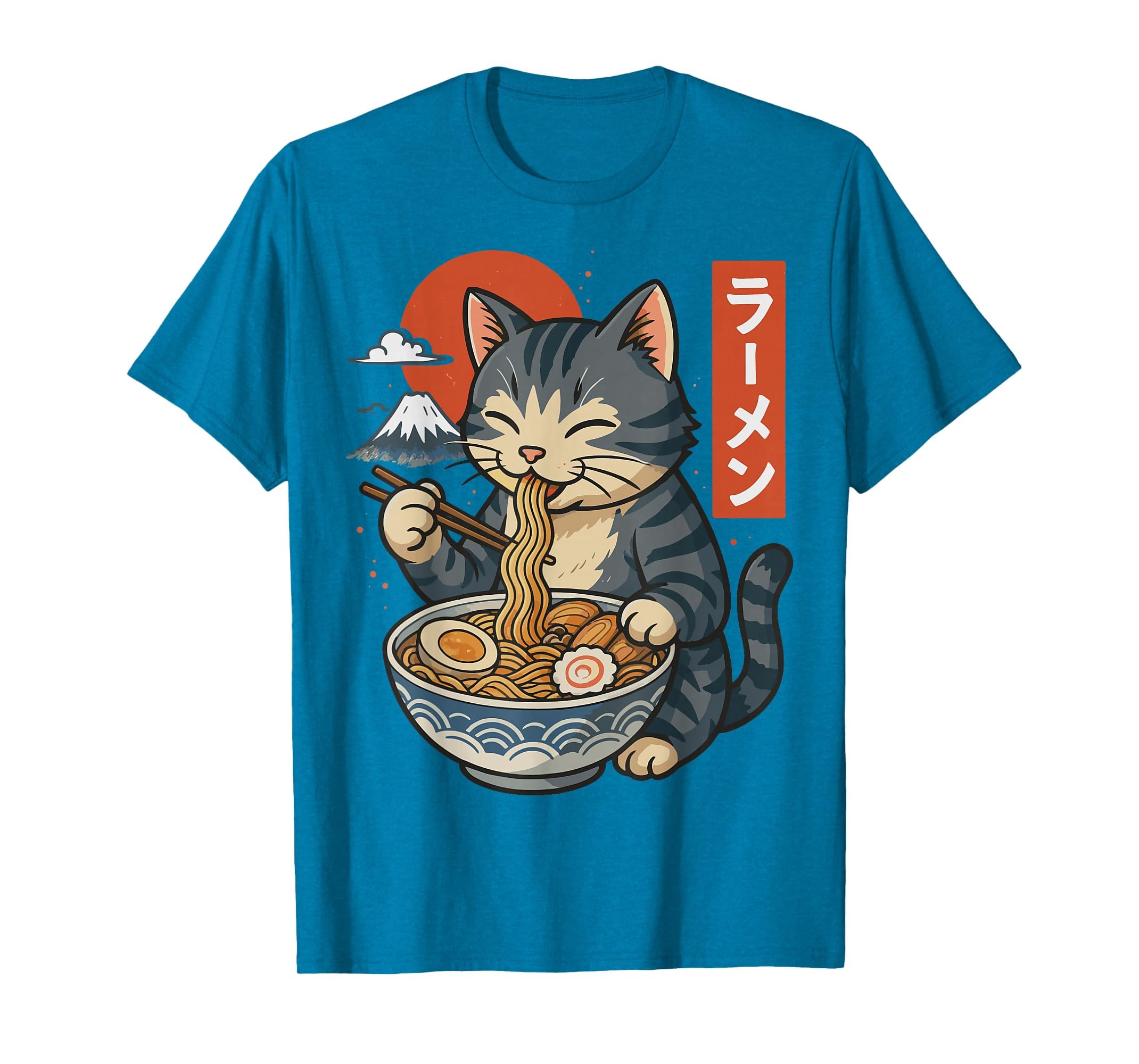 Anime Cat Eating Ramen Retro Kawaii Ramen Cat T-Shirt
