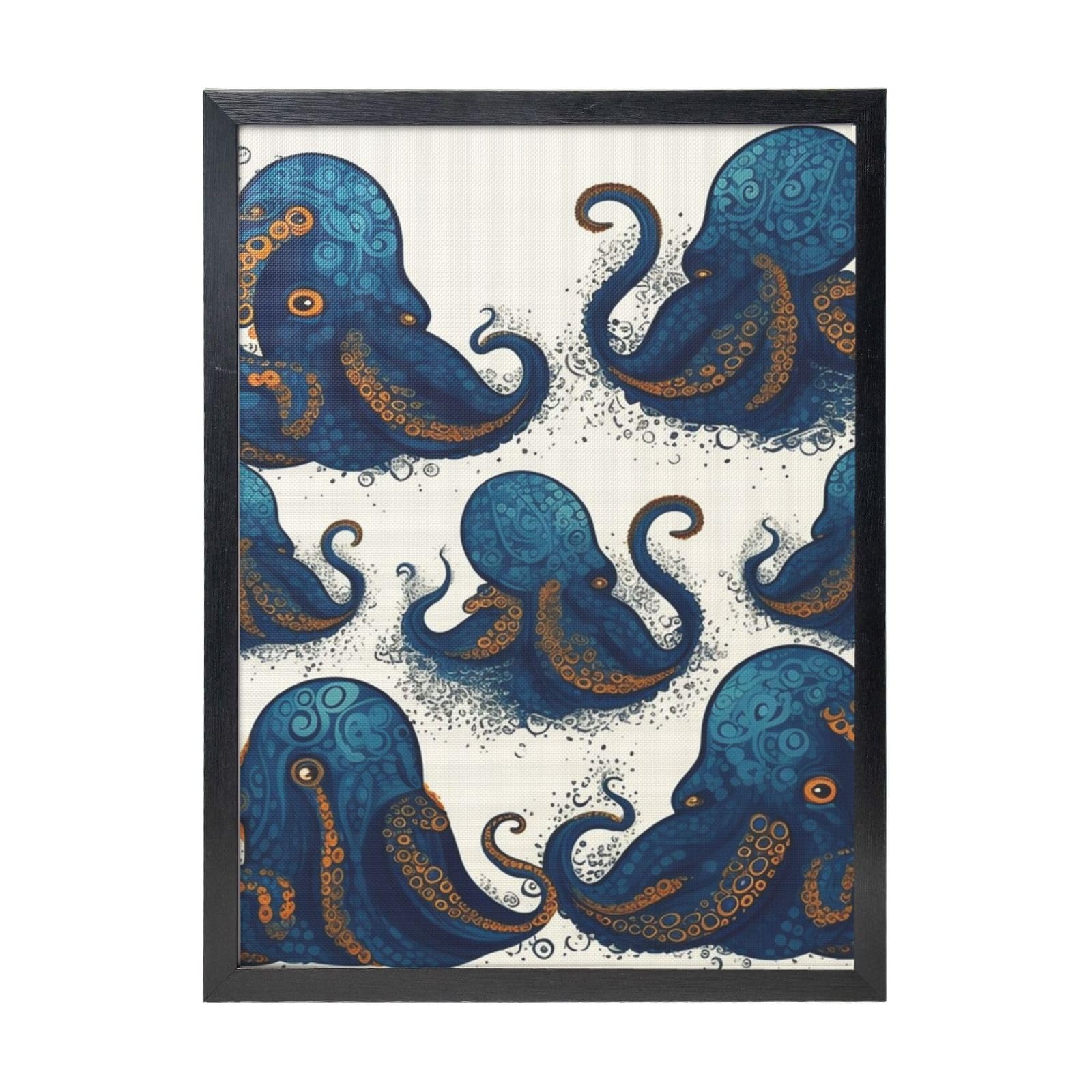 Framed Wall Art - Decorative Canvas Painting Tentacles octopus Pictures Poster Aesthetic Modern Prints Artwork for Bedroom Office Wall Decor Ready To Hang 12x16 in