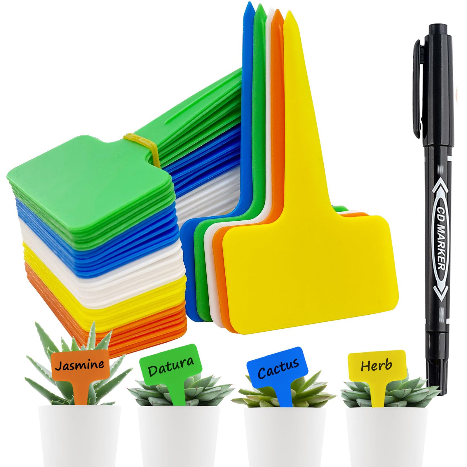 Etiquetas Plantas Marcadores de Plástico en Forma de T 6 x 10 Cm,Etiqueta de Plástico Impermeable,para Etiquetado de Las Plantas Etiquetas (Multicolor)