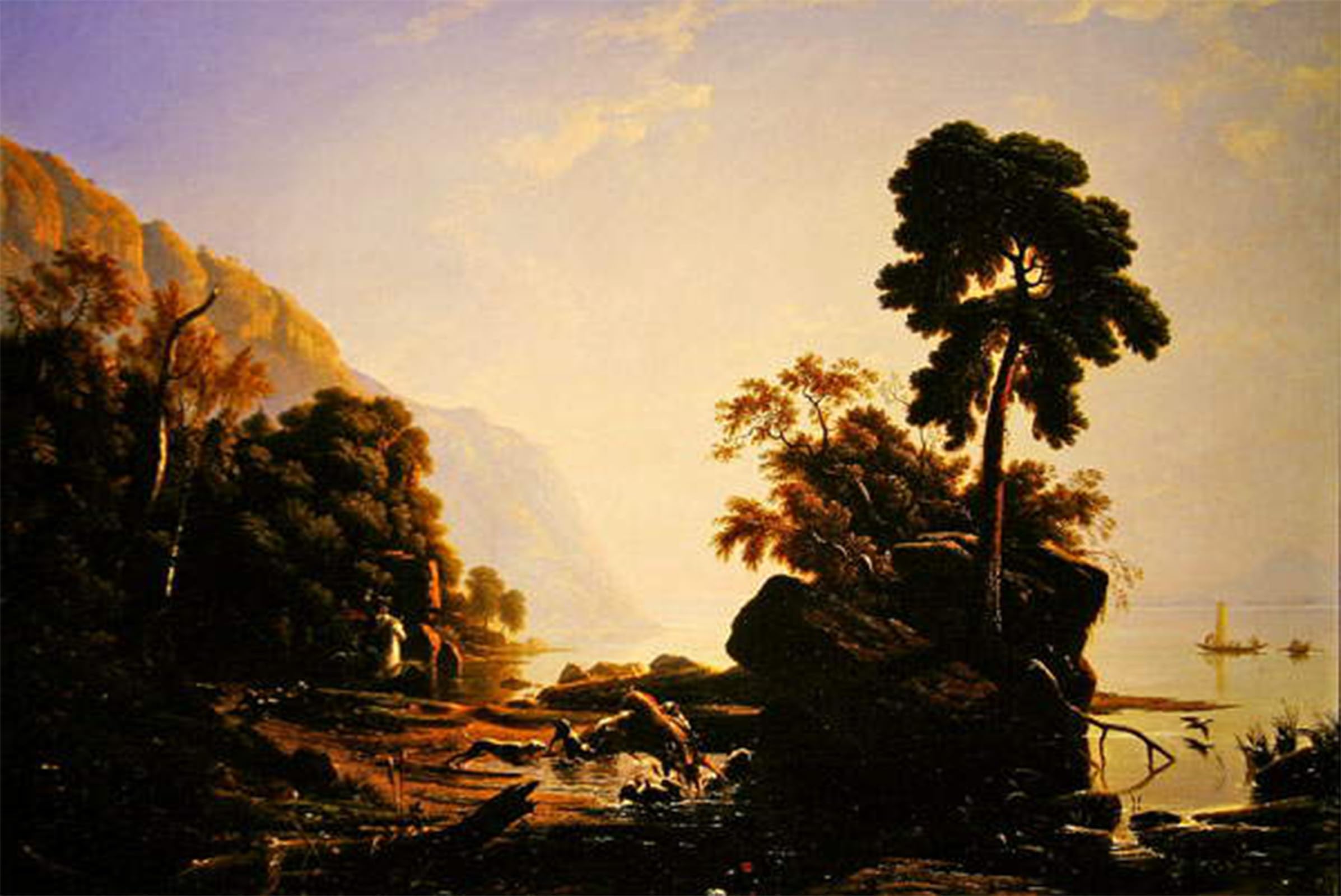 POSTERIIk Famous Modern Artwork Art Mural a Stag Hunt by Danby Oil Paintings Pictures for Home Decor 60x90cm