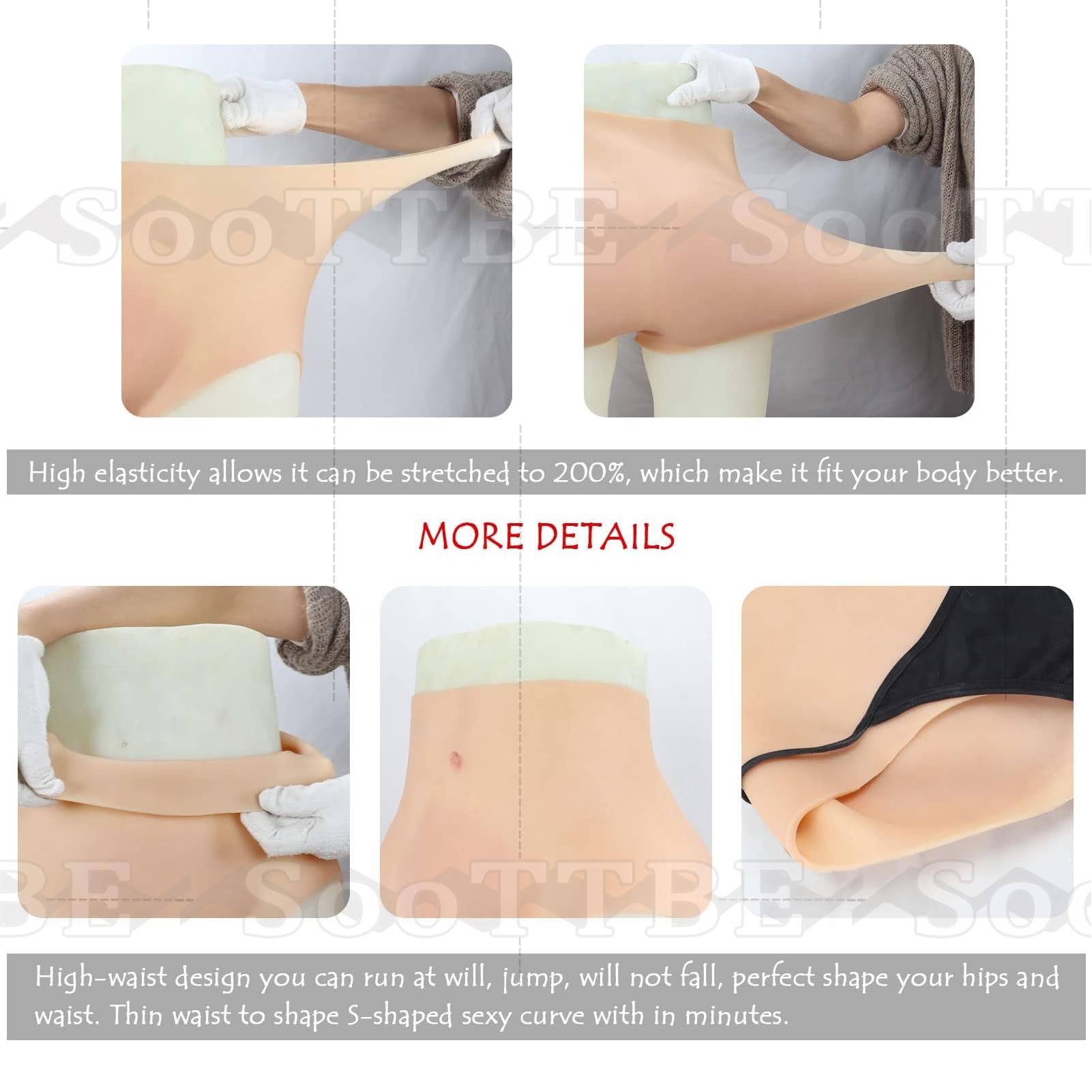 Culotte Taille Haute en Silicone pour Femmes, Rehausseur De Hanches, Culotte Triangle Gainante, Cache-CœUr, Culotte De Travesti