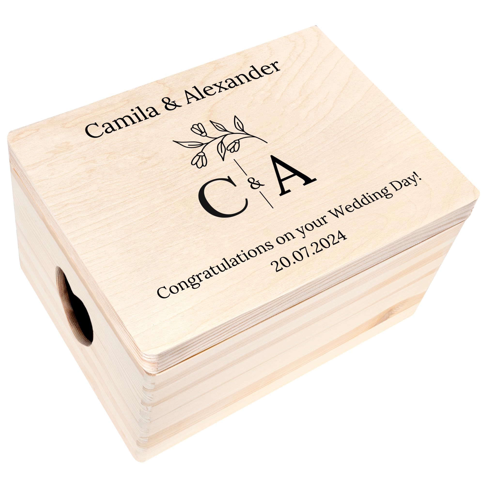 Creative DECO Personalizado Caja de Regalos Originales para los Novios Boda | Regalo | Caja Madera de Recuerdos Especiales Personalizada | Personalizadas Personalizados | Parejas Aniversario Matrimonio