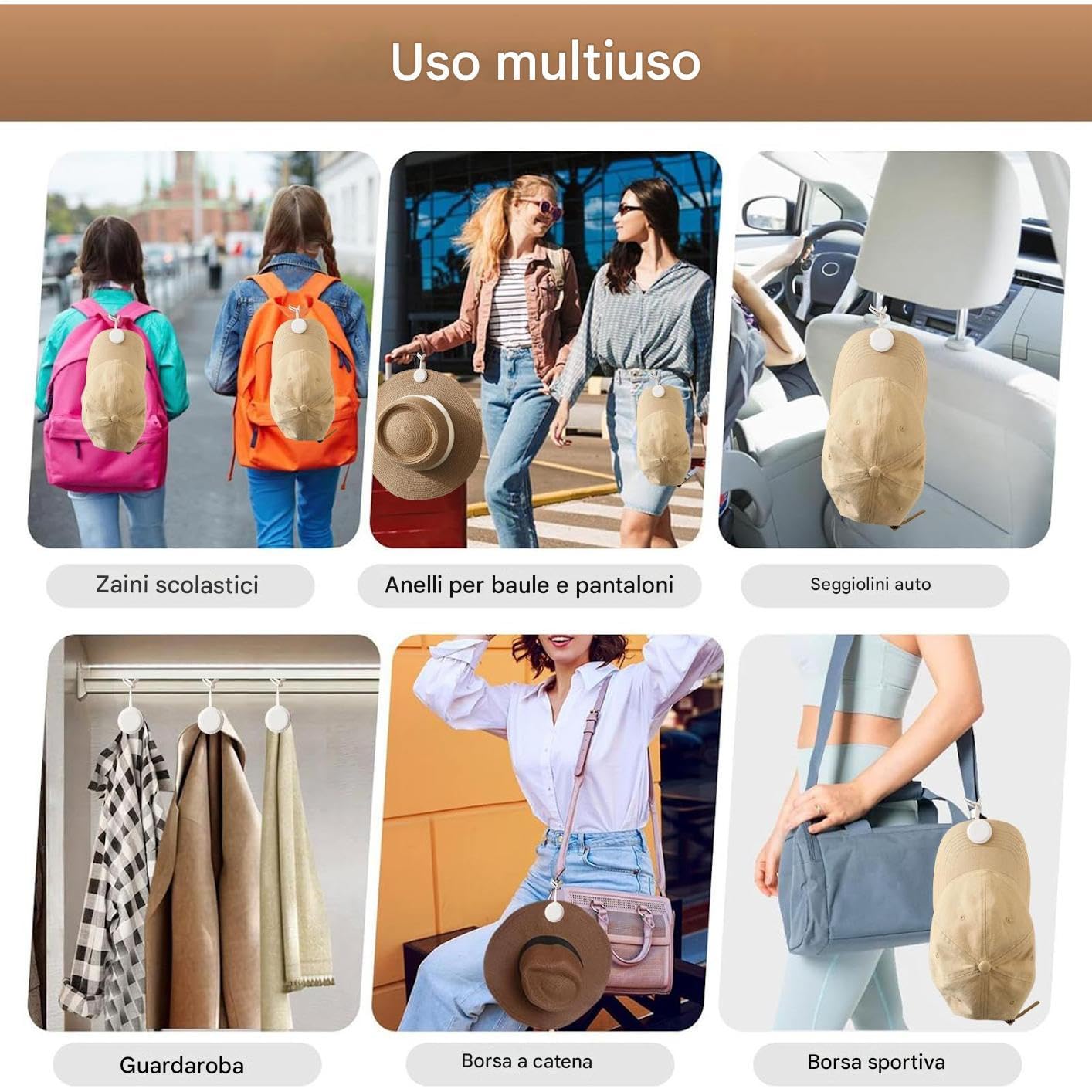 Generico Fermaglio Per Cappello Da Viaggio - Clip Magnetico Per Borsetta Cappello E Borsa | Accessori Moda In Silicone Donna Per Escursionismo Sport All'Aperto Golf Campeggio Spiaggia