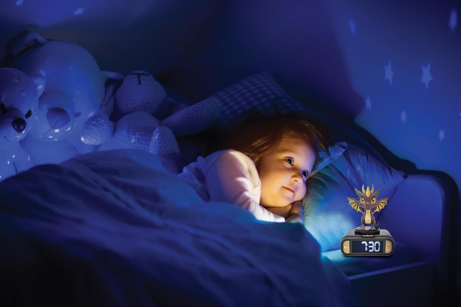 LEXiBOOK, Alarm Clock - Dragon Night Light with Sound Effects, Black, RL800DRA