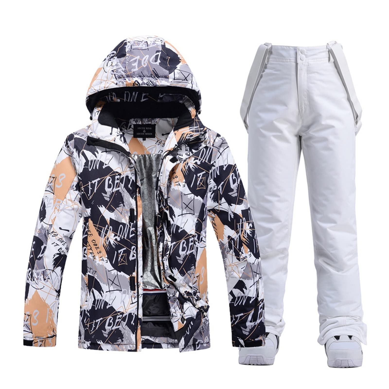 Yytcsjz Abiti da sci da uomo, Uomini Outdoor Impermeabile Windproof Warm Thickening Ski Suit Set, Giacca con cappuccio e pantaloni Abiti da sci, per sport sulla neve e sport invernali