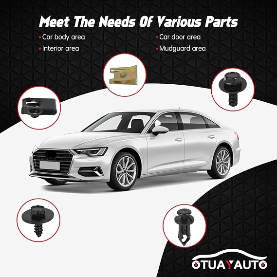 OTUAYAUTO 150PCS Car Screws and Bolts - Undertray Screws, Fender Screws,Car Clips Plastic Rivet Fasteners, Universal U-Nuts Kit Engine Under Cover Splash Shield Guard Body Bolts