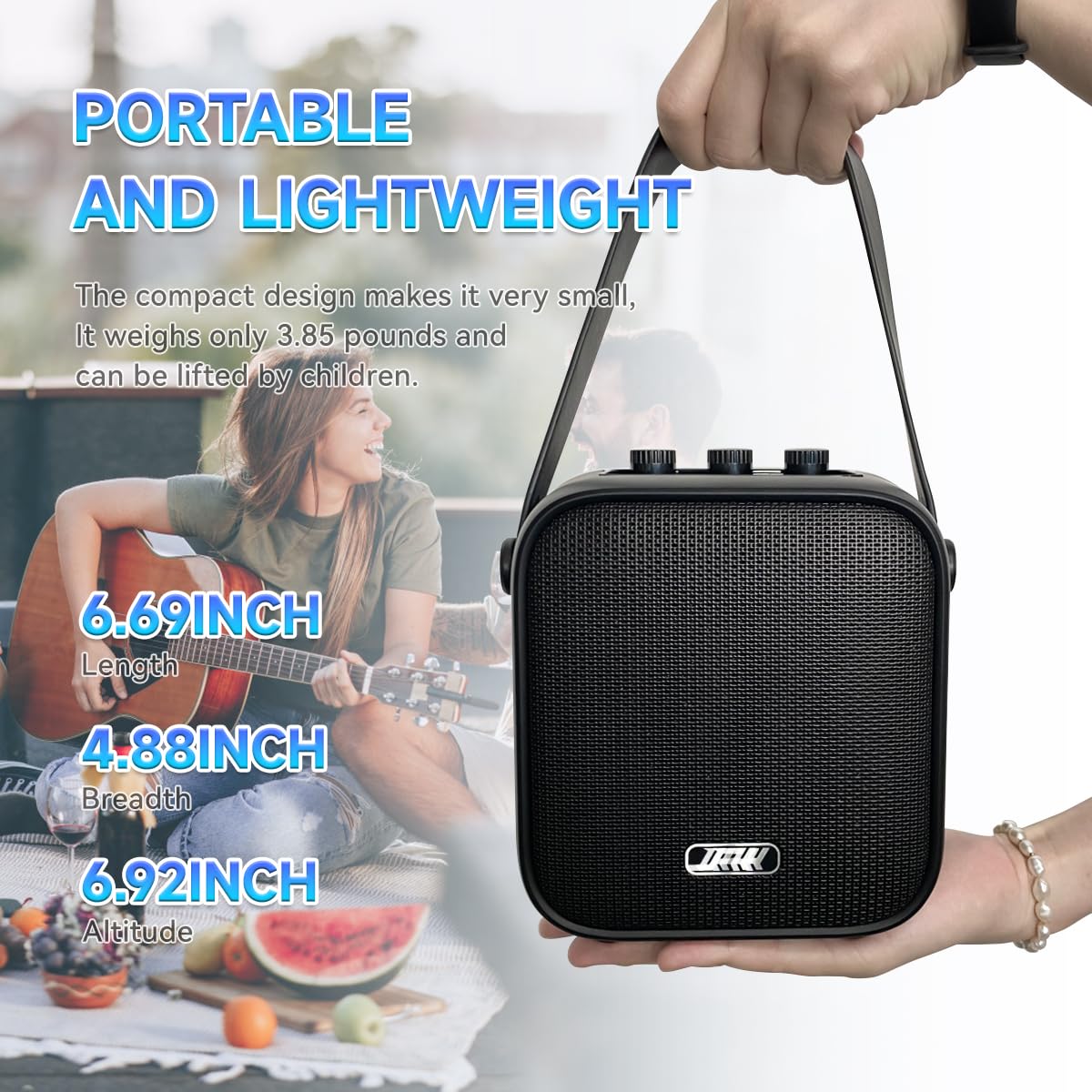 JFH Portable Bluetooth Speaker with Wireless Microphone,80W Peak Speaker with Remote, Bluetooth 5.3 Outdoor Speakers, Wireless Stereo Pairing, Portable Speaker for Party,Home,Travel 4