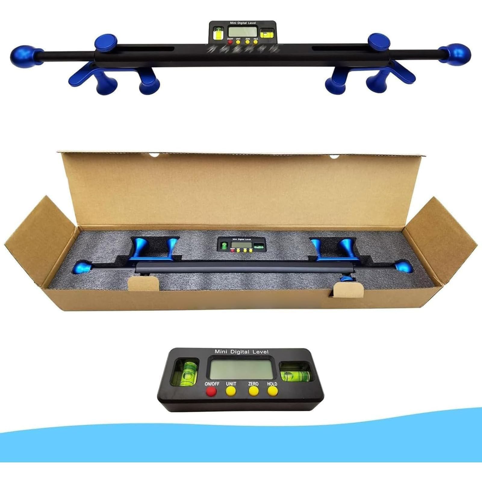 Strumento di Allineamento del Livello del Volante Digitale, Allineatore Regolabile 19-35 cm, Ausilio Elettronico ±90°, 4 modalità di Misurazione per Officina Meccanica